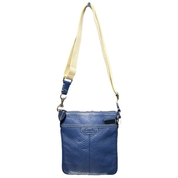 Coach Handbags - Coach Legacy Blue Leather Swing Pack Purse Shoulder Messenger Bag